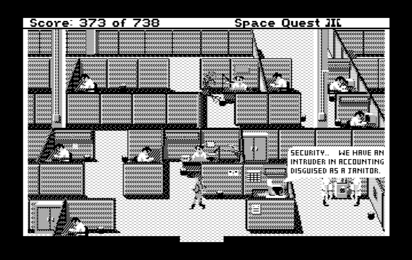 Space Quest III: The Pirates of Pestulon IBM PC/Compatibles Screenshot: Uh oh! I've been discovered!