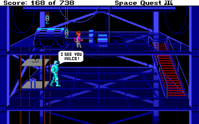 Space Quest III: The Pirates of Pestulon Amiga Screenshot: Arnoid has tracked me down...