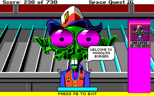 Space Quest III: The Pirates of Pestulon Amiga Screenshot: Care to place a food order?