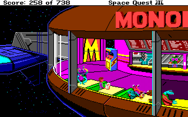 Space Quest III: The Pirates of Pestulon Amiga Screenshot: Eating my food...