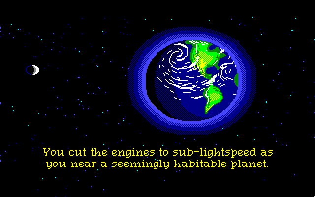 Space Quest III: The Pirates of Pestulon Amiga Screenshot: This looks like a nice place to land...