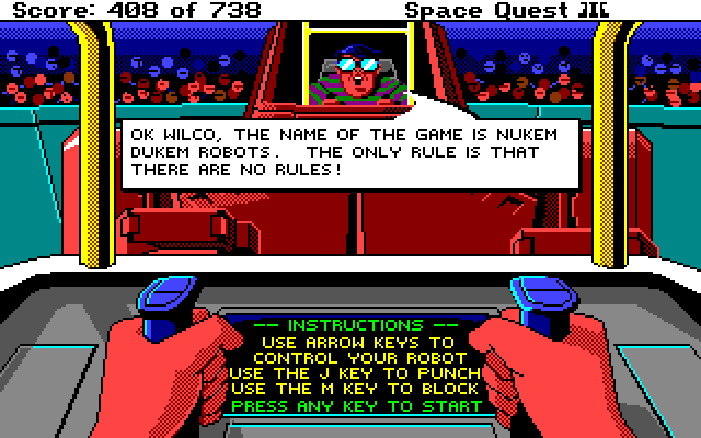 Space Quest III: The Pirates of Pestulon Amiga Screenshot: The rules of the game...