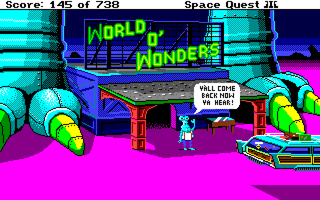 Space Quest III: The Pirates of Pestulon Amiga Screenshot: Welcome to the World O' Wonders!