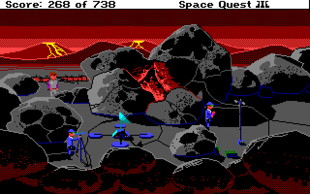 Space Quest III: The Pirates of Pestulon Amiga Screenshot: Hmm, who are these suspect characters...