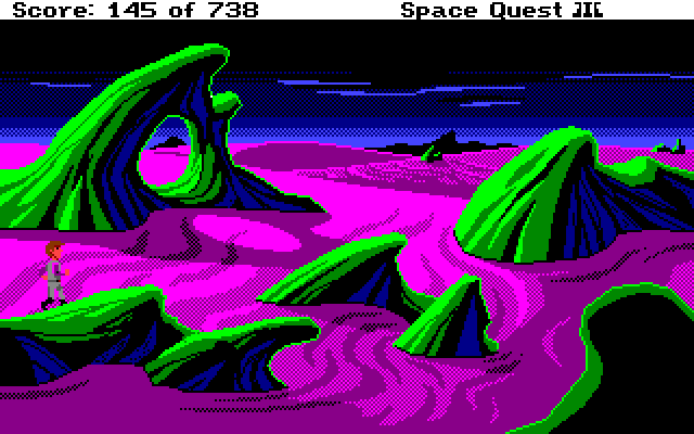 Space Quest III: The Pirates of Pestulon Amiga Screenshot: There are many useless locations to explore on this planet...