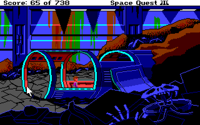 Space Quest III: The Pirates of Pestulon Amiga Screenshot: Exploring the junk freighter...