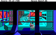 Space Quest III: The Pirates of Pestulon for Amiga - Riding a rail device...
