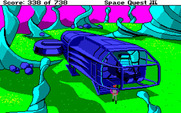 Space Quest III: The Pirates of Pestulon for Amiga - Leaving my ship to explore once again...