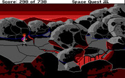 Space Quest III: The Pirates of Pestulon for Amiga - Exploring a volcanic landscape...