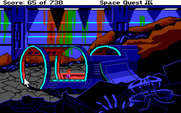 Space Quest III: The Pirates of Pestulon for Amiga - Exploring the junk freighter...