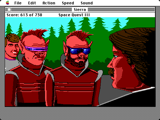 Space Quest III: The Pirates of Pestulon Macintosh Screenshot: Meeting Ken Williams at the end of the game.