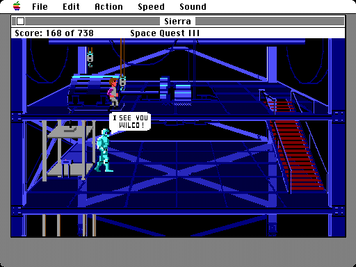 Space Quest III: The Pirates of Pestulon Macintosh Screenshot: Roger looks trapped! Now what?