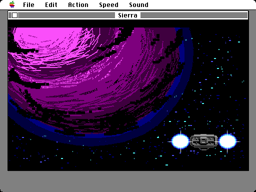 Space Quest III: The Pirates of Pestulon Macintosh Screenshot: Landing on Phleebhut!