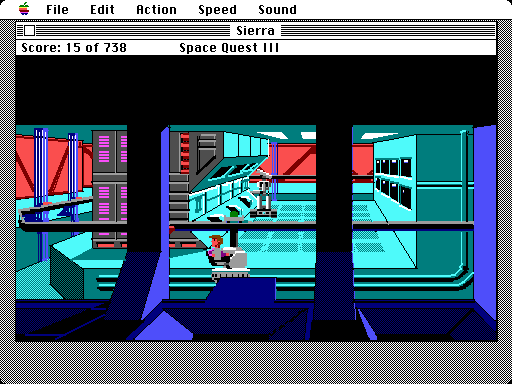 Space Quest III: The Pirates of Pestulon Macintosh Screenshot: Driving the grabber...