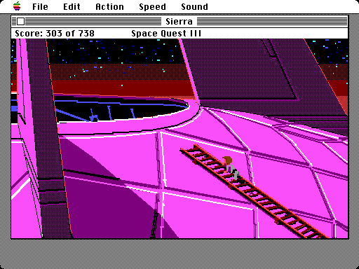 Space Quest III: The Pirates of Pestulon Macintosh Screenshot: Climbing to the top...