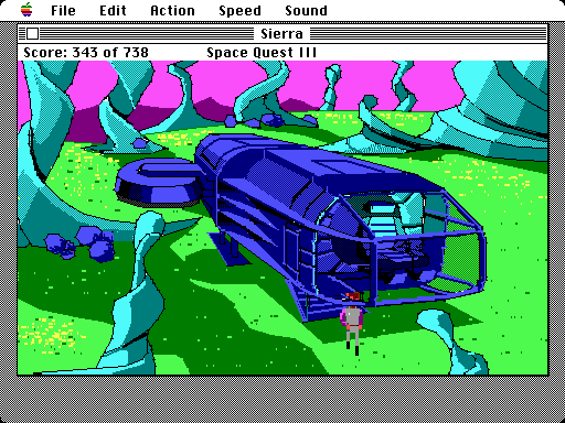 Space Quest III: The Pirates of Pestulon Macintosh Screenshot: Landed on Pestulon.