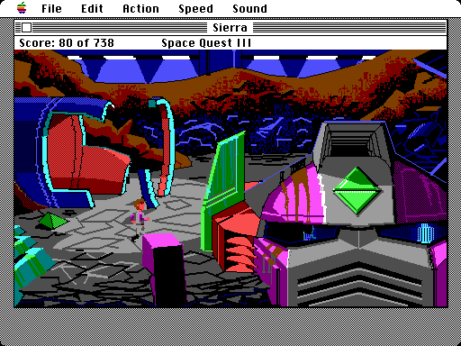 Space Quest III: The Pirates of Pestulon Macintosh Screenshot: A giant robot head?!