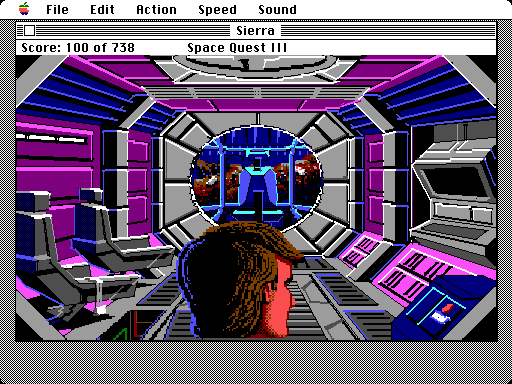 Space Quest III: The Pirates of Pestulon Macintosh Screenshot: On board the ship.