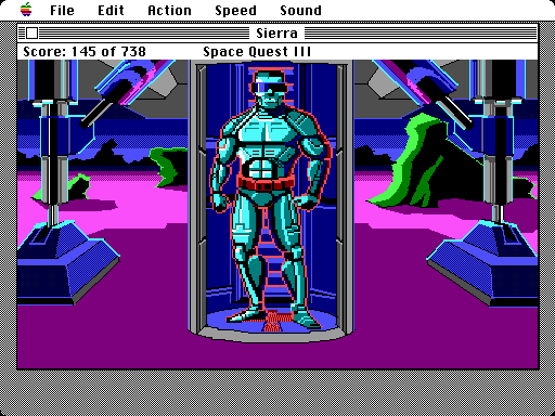 Space Quest III: The Pirates of Pestulon Macintosh Screenshot: Uh oh, look who else has landed!