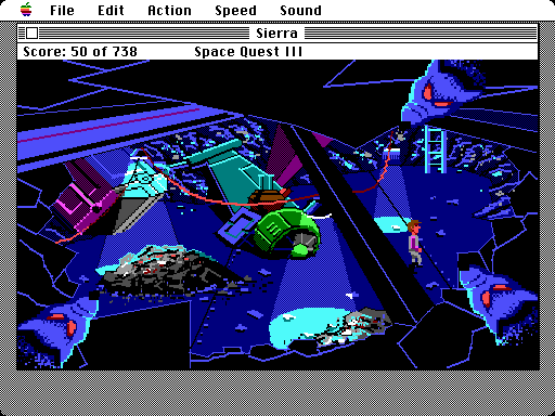 Space Quest III: The Pirates of Pestulon Macintosh Screenshot: Giant rats are watching!