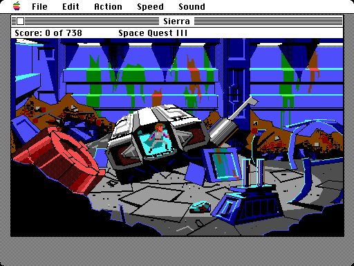 Space Quest III: The Pirates of Pestulon Macintosh Screenshot: Game start.