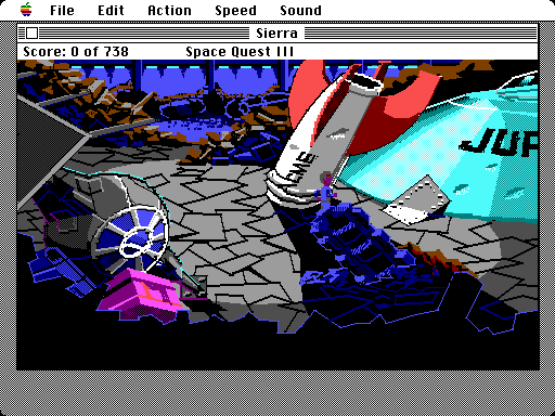 Space Quest III: The Pirates of Pestulon Macintosh Screenshot: Exploring the area...