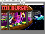Space Quest III: The Pirates of Pestulon for Macintosh - Waltzing on in to this fast food establishment.