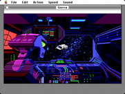 Space Quest III: The Pirates of Pestulon for Macintosh - A robot tracks Roger's escape pod...