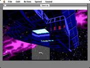 Space Quest III: The Pirates of Pestulon for Macintosh - The escape pod is beamed aboard a garbage freighter...