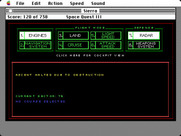 Space Quest III: The Pirates of Pestulon for Macintosh - Ship menu.