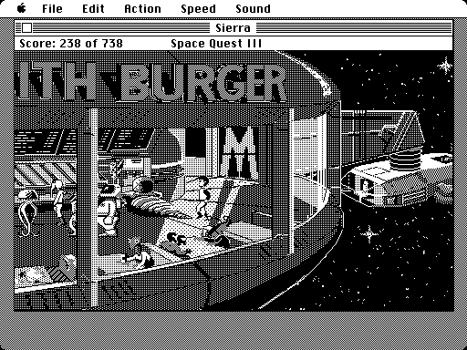 Space Quest III: The Pirates of Pestulon Macintosh Screenshot: This place is crowded!