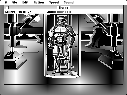 Space Quest III: The Pirates of Pestulon Macintosh Screenshot: Someone else has landed too...