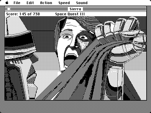 Space Quest III: The Pirates of Pestulon Macintosh Screenshot: Roger's in trouble again!