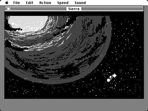 Space Quest III: The Pirates of Pestulon Macintosh Screenshot: Landing on Phleebhut...