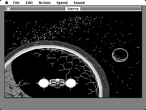 Space Quest III: The Pirates of Pestulon Macintosh Screenshot: Landing on Pestulon...