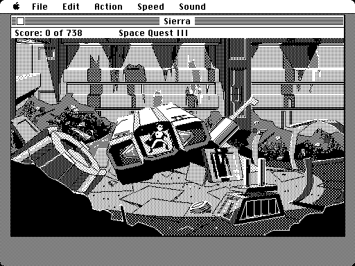 Space Quest III: The Pirates of Pestulon Macintosh Screenshot: Game start.
