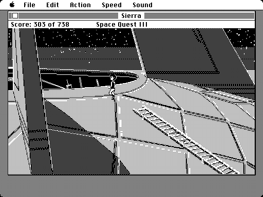 Space Quest III: The Pirates of Pestulon Macintosh Screenshot: Climbed to the top of...something.