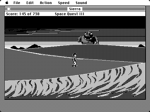 Space Quest III: The Pirates of Pestulon Macintosh Screenshot: What's that in the distance?