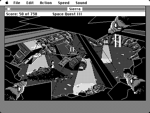 Space Quest III: The Pirates of Pestulon Macintosh Screenshot: Giant rats are watching!