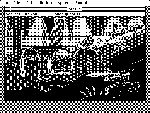 Space Quest III: The Pirates of Pestulon Macintosh Screenshot: Hmm, anything down this tunnel?
