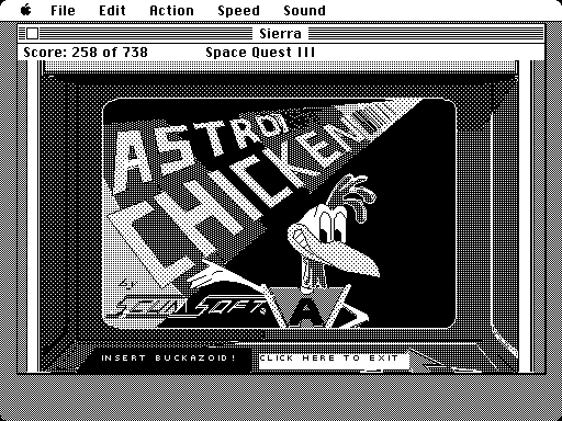 Space Quest III: The Pirates of Pestulon Macintosh Screenshot: The Astro Chicken game.