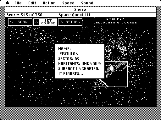 Space Quest III: The Pirates of Pestulon Macintosh Screenshot: I've located Pestulon!