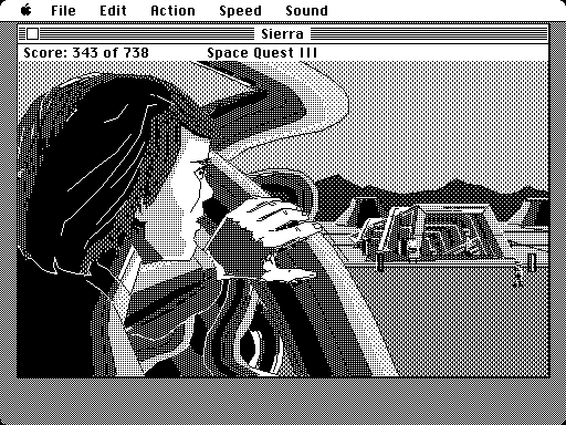 Space Quest III: The Pirates of Pestulon Macintosh Screenshot: The entrance to ScumSoft.