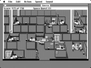Space Quest III: The Pirates of Pestulon for Macintosh - Infiltrating ScumSoft disguised as a janitor.