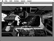 Space Quest III: The Pirates of Pestulon for Macintosh - A robot tracks Roger's escape pod...