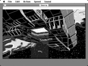 Space Quest III: The Pirates of Pestulon for Macintosh - The escape pod is beamed aboard a garbage freighter.