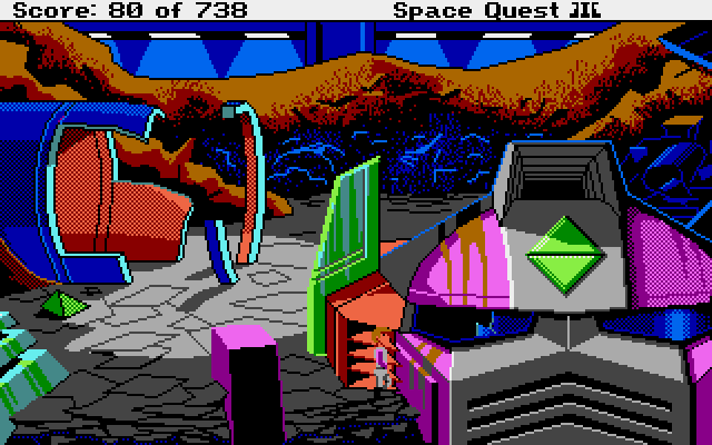 Space Quest III: The Pirates of Pestulon Atari ST Screenshot: A giant robot head?