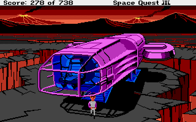 Space Quest III: The Pirates of Pestulon Atari ST Screenshot: Arrived on Ortega, a rather hot planet.