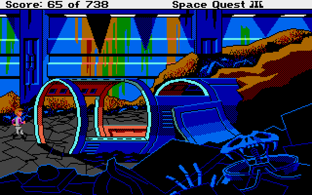 Space Quest III: The Pirates of Pestulon Atari ST Screenshot: Hmm, anything down this tunnel?