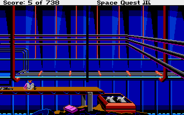 Space Quest III: The Pirates of Pestulon Atari ST Screenshot: Don't fall in the shredder!
